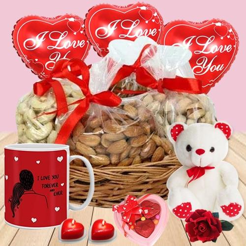 Premium Dry Fruits Basket with Valentine Essentials