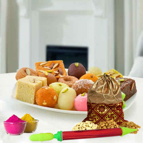 Lip Smacking Assorted Sweets with Dry Fruits Gift Combo for Holi