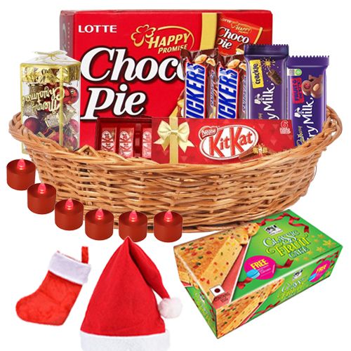 Exquisite Christmas Cake N Chocolate Treat Gift Basket