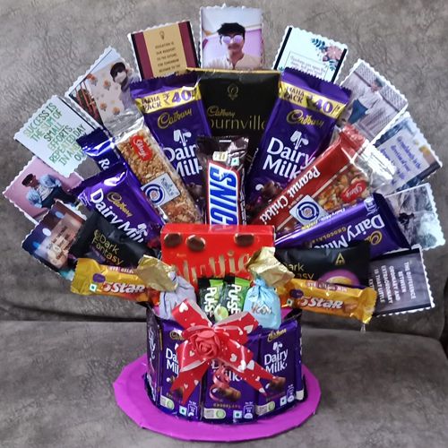 Amazing Personalized Arrangement of Assorted Chocolates N Chikki