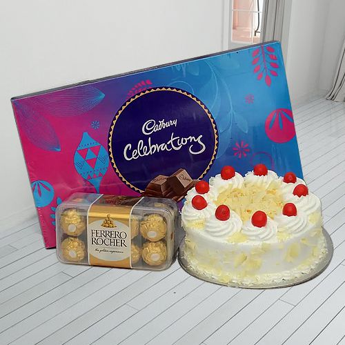 Magical Ferrero Rocher and Cadbury Celebration with White Forest Cake