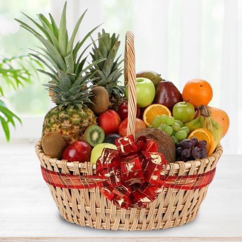 Lovely Mothers Day Special Fruit Basket with Handle