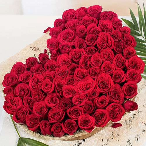 Beautiful Red Roses Arranged in Heart Shape