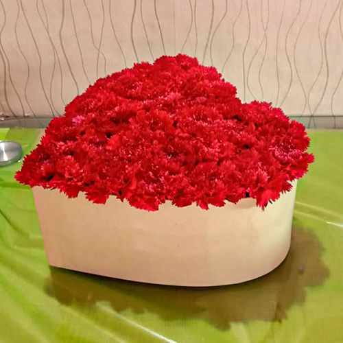 Graceful Carnations Heart Shaped Box