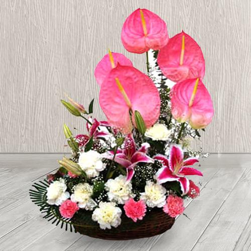 Pristine Pink N White Flowers Arrangement