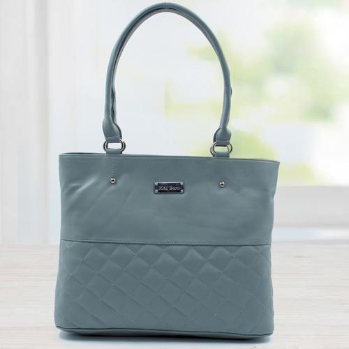 Wonderful Gray Color Leather Vanity Bag for Women