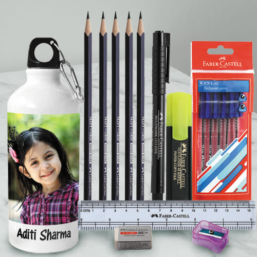 Stunning Personalized Photo Sipper with Faber Castell School Kit