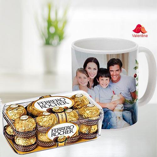 Stylish Personalized Coffee Mug with Ferrero Rocher Chocolates