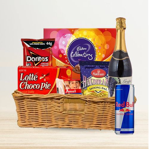 Lovely Gourmet Feast Gift Basket with Sparkling Wine
