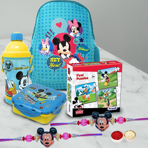 Trendy Mickey Rakhi with Kids Special Mickey Mouse Hamper