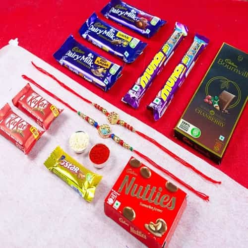 Designer Kundan Rakhi with Chocolates