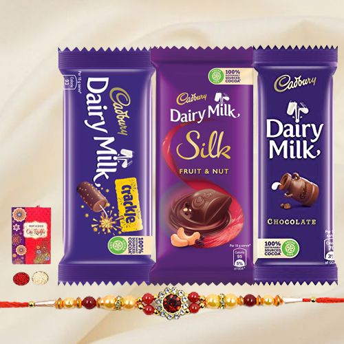 Assorted Cadburys Special Pack with Rakhi and Roli Tilak Chawal