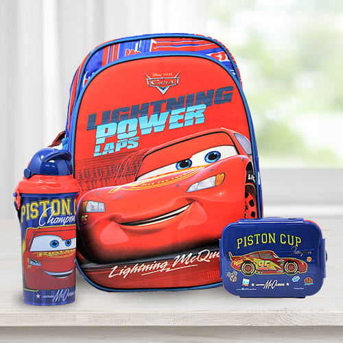 Remarkable Car Design Backpack with Lunch Box n Water Bottle