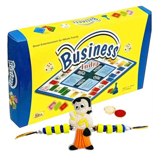 Elegant Business India the Great Whole Family Game with Chota Bheem Rakhi and Roli Tilak and Chawal.