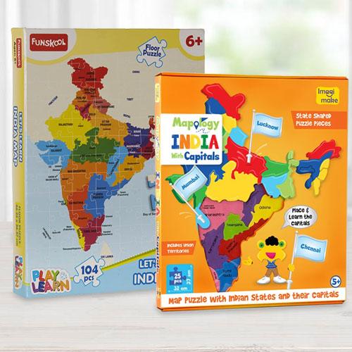 Wonderful Educational Map N Funskool India Map Puzzle Set