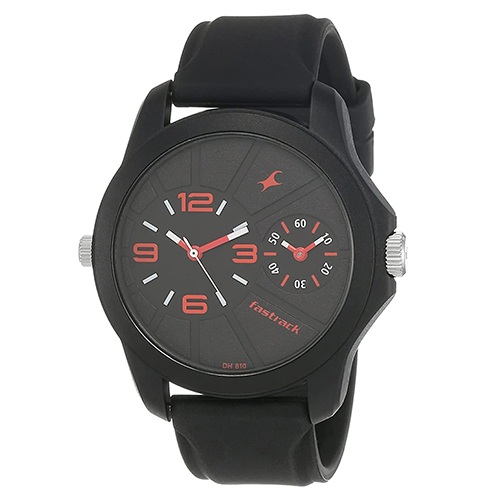 Fashionable Fastrack Two Timers Analog Black Dial Mens Watch